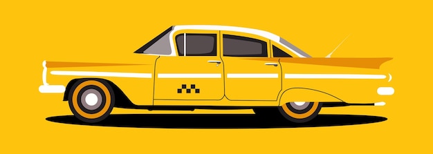 Vector taxi in retro style yellow retro car for your design