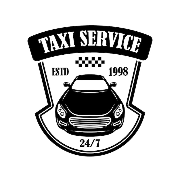 Taxi service embleem. Ontwerpelement voor logo, label, teken, poster.