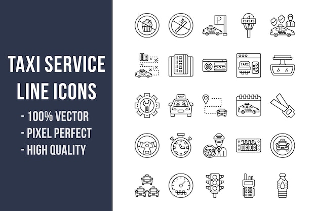 Vector taxi service line icons