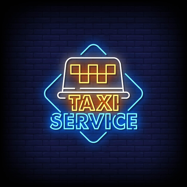 Taxi service neon signs style tekst vector