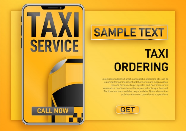 Taxi service. online mobile application order taxi service horizontal illustration. call a taxi
