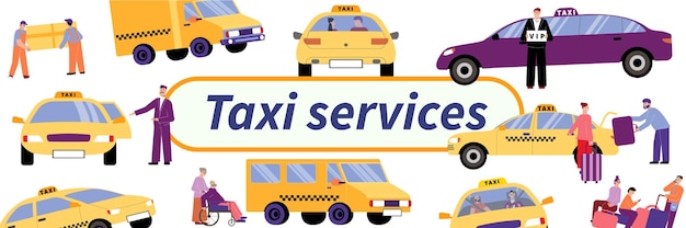Taxi service pattern with isolated elements illustration