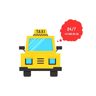 Servizio taxi con nuvoletta. concetto di taxi per pendolari, turistico, facile da usare, viaggio, cliente, trasporto. stile piatto tendenza moderna logo design illustrazione vettoriale su sfondo bianco