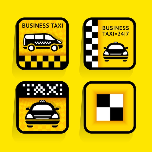 Vector taxi - set labels square on the yellow background