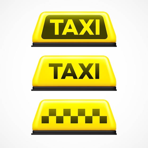 Taxi sign on white background.