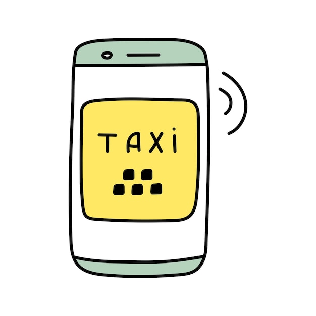 Vettore simbolo di taxi in stile doodle