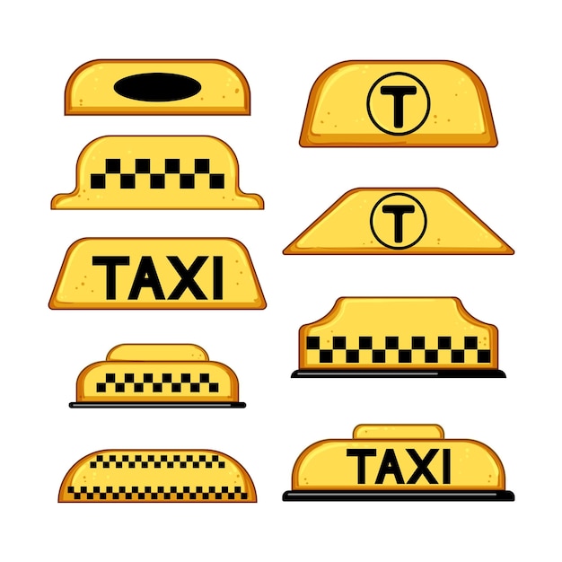 Taxi teken instellen cartoon vectorillustratie