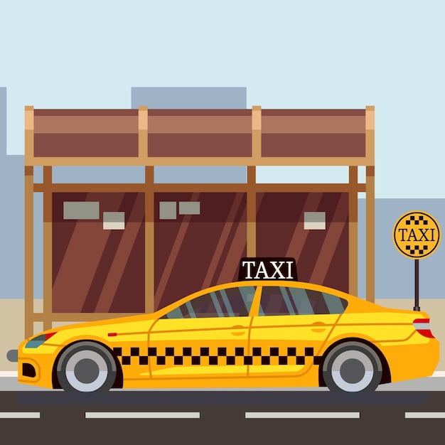 Vector taxi vlakke poster