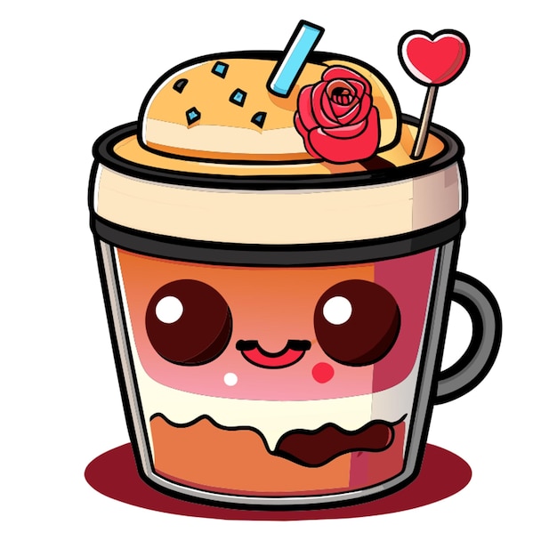 Vector taza de caf burger y rosas vector illustration cartoon