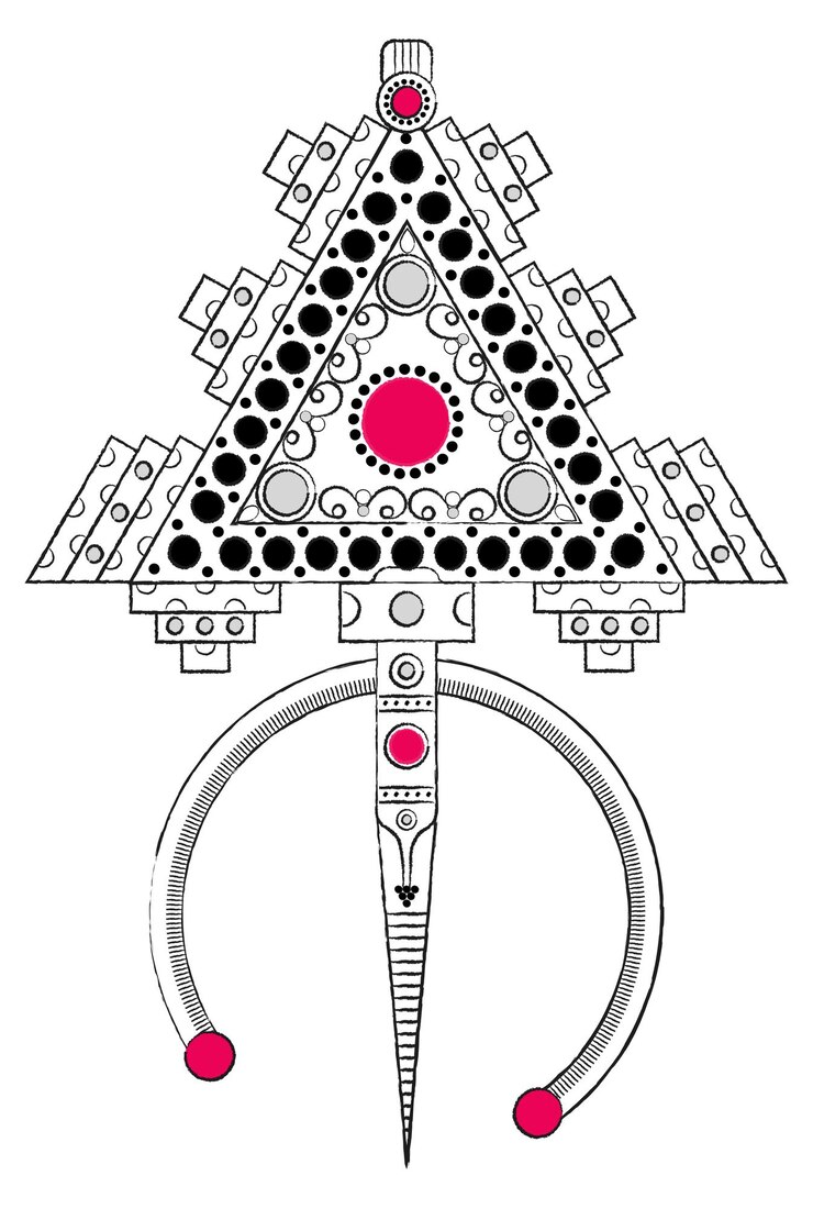 वेक्टर tazerzit vector outlined illustration moroccan traditional jewelry in outlined style