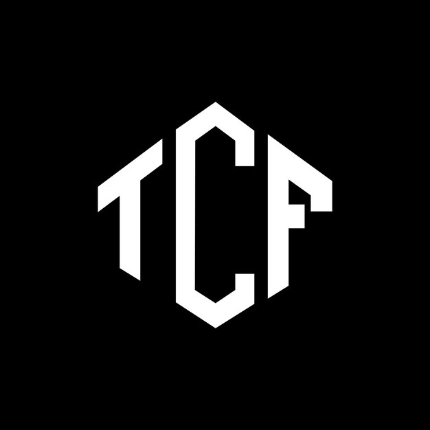 벡터 다각형 모양의 tcf 글자 로고 디자인 (tcf 다각형 및 큐브 모양 로고 디자인) tcf 육각형 터 로고 템플릿 (백색과 검은색) tcf 모노그램 비즈니스 및 부동산 로고
