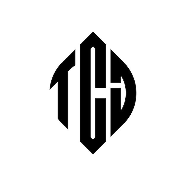 การออกแบบโลโก้ตัวอักษร TCJ ทรงกลมพร้อมวงกลมและรูปทรงวงรี ตัวอักษรวงรี TCJ ที่มีสไตล์การพิมพ์ อักษรย่อทั้งสามรวมกันเป็นโลโก้วงกลม สัญลักษณ์วงกลม TCJ นามธรรม ตัวอักษรโมโนแกรม เวกเตอร์เครื่องหมาย