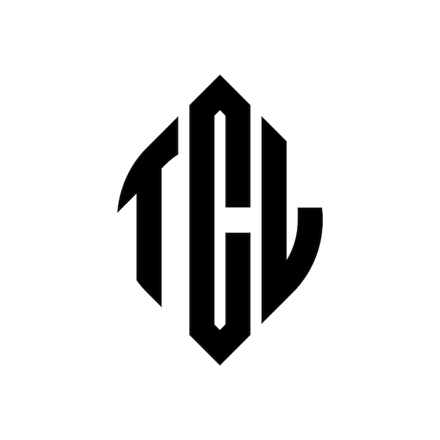 TCLのロゴは円とエリプスの形状で3つのイニシャルが円のロゴを形成しています TCLのエンブレムサークルアブストラクトモノグラム文字マークベクトル