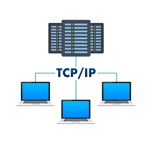 TCP IP Протокол управления передачей Интернет-протокол Векторная иллюстрация