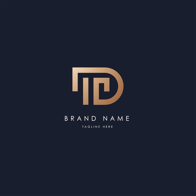 TD vector logo ontwerp vector afbeelding alfabetische luxe gouden stijl