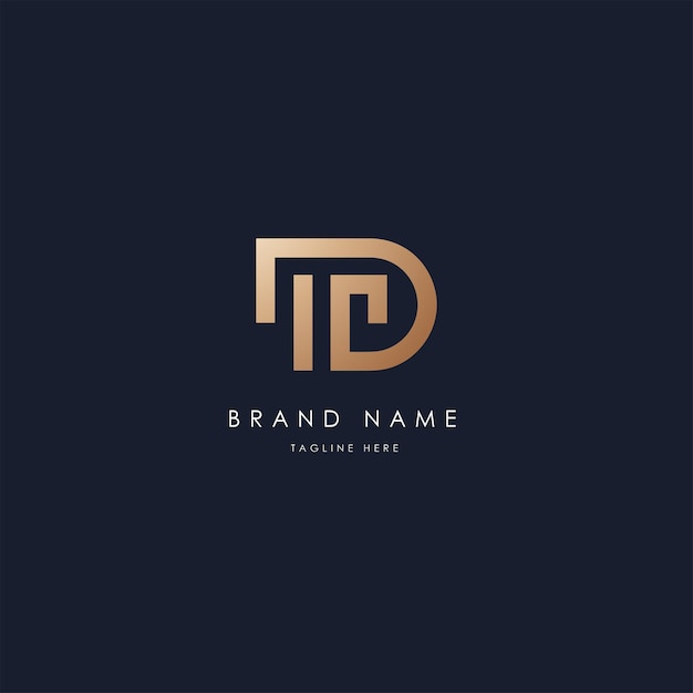 Td vector logo ontwerp vector afbeelding alfabetische luxe gouden stijl