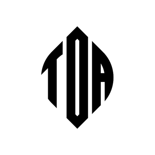 TDA cirkel letter logo ontwerp met cirkel en ellips vorm TDA ellips letters met typografische stijl De drie initialen vormen een cirkel logo TDA Circle Emblem Abstract Monogram Letter Mark Vector