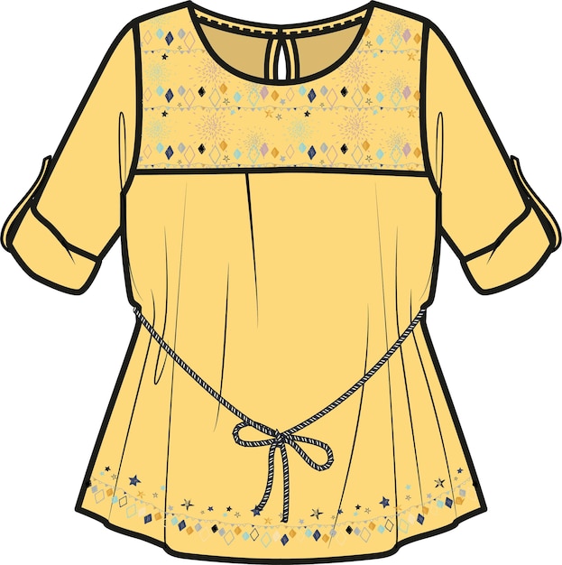 TE EN KID GIRLS FASHION WEAR GETRIKTE TOPS EN SHIRT DESIGN VECTOR ILLUSTRATIE