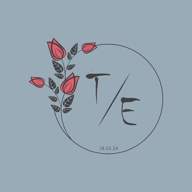 TE initiële monogram een paar roos kring bruiloft met creatief ontwerp