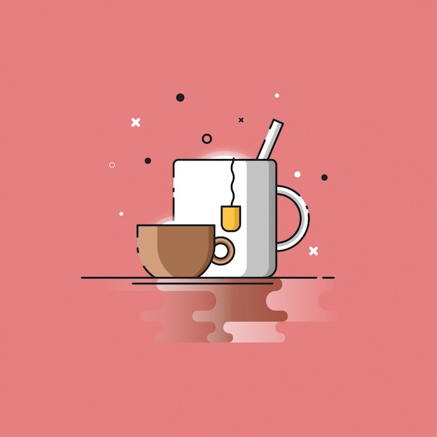 ベクトル 紅茶とコーヒーアイコンイラスト