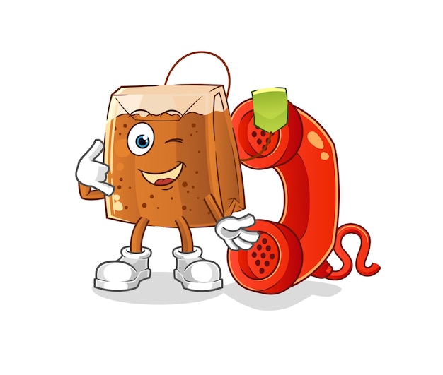 Tea bag call mascot cartoon vector