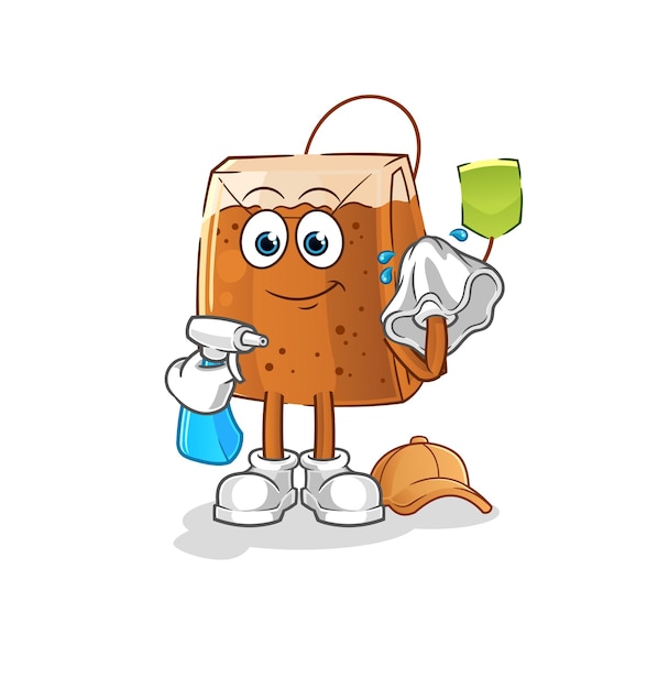 Tea bag cleaner vector cartoon character