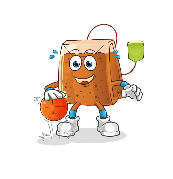 Tea bag dribble basketball character cartoon mascot vector