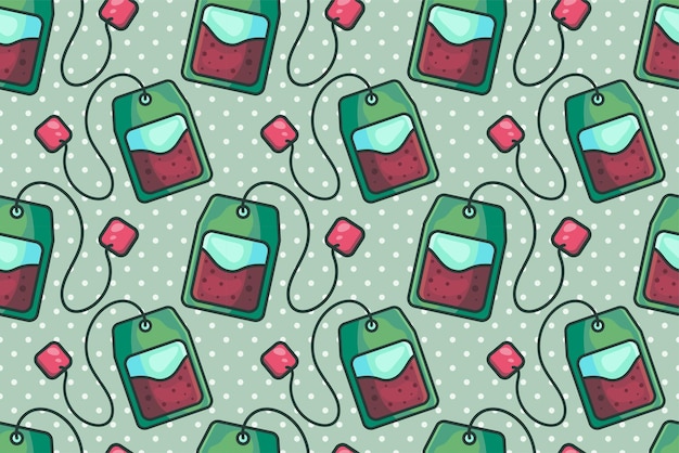 Vector tea bag seamless pattern illustration