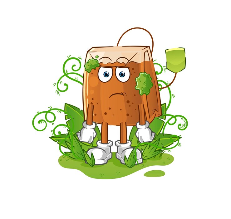 Vector tea bag waiting too long mascot cartoon vector