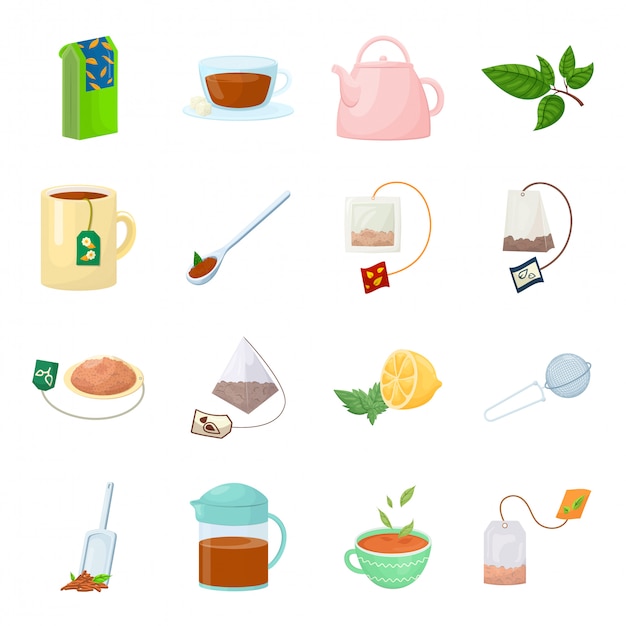 Vector tea cartoon icon set