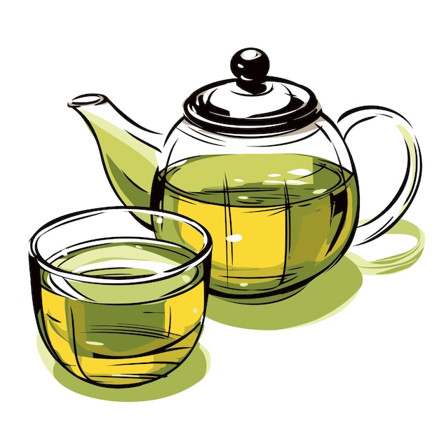 Vector tea cartoon illustration food and drink concept isolated