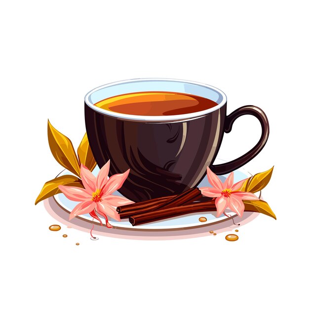 tea cartoon illustration food and drink concept isolated