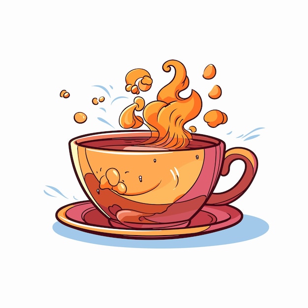 Vector tea cartoon illustration food and drink concept isolated