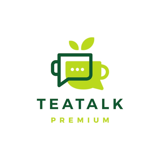 Tea Chat Talk Bubble Logo Vector Icon Illustration