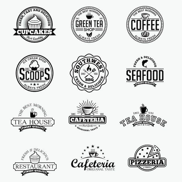 Vettore logo e distintivo del caffè del tè