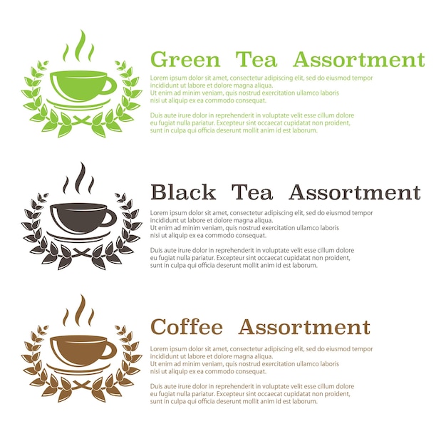 Sfondo di simboli di tè e caffè