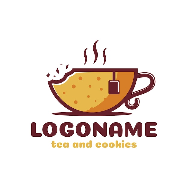 Tea and cookies logo template restaurant and cafe logo