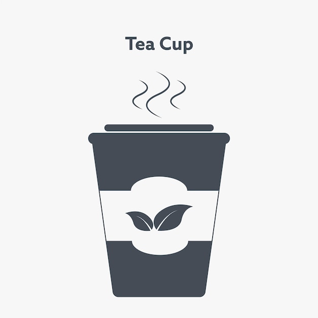 Tea cup drawing on white background. Icon vector.