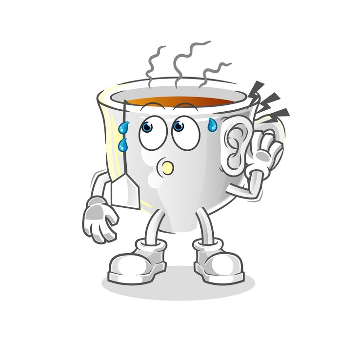 वेक्टर tea cup eavesdropping vector. cartoon character