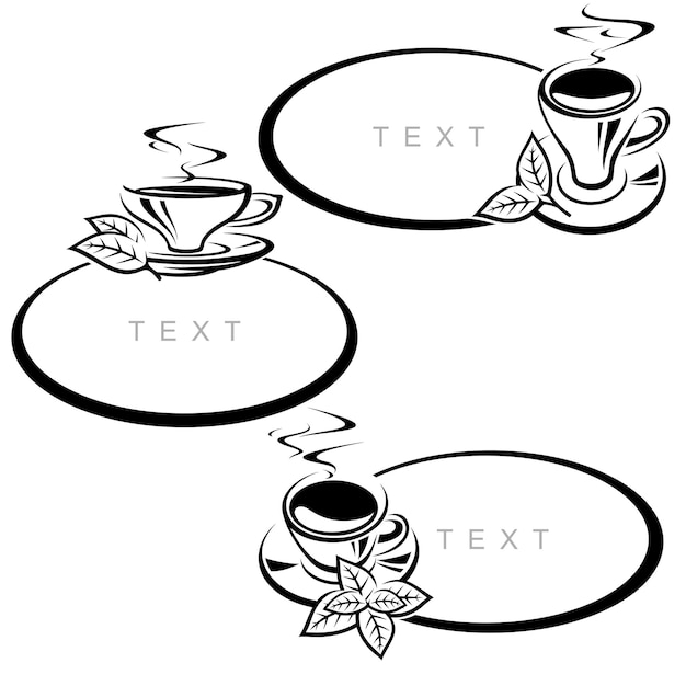 Вектор Набор рамы для чайных чашек коллекция икон чая вектор