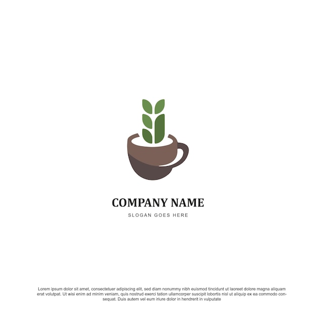 tea and cup logo design template vector