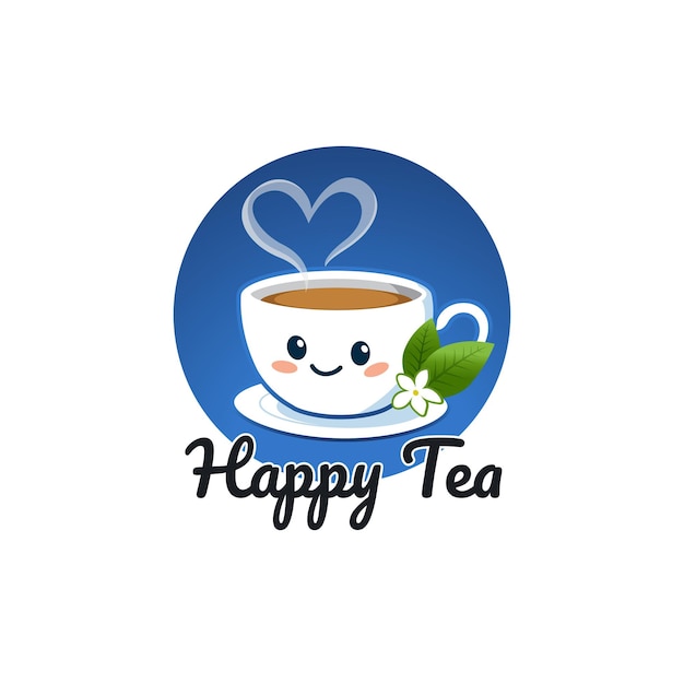 Vector tea cup mascot logo tea logo