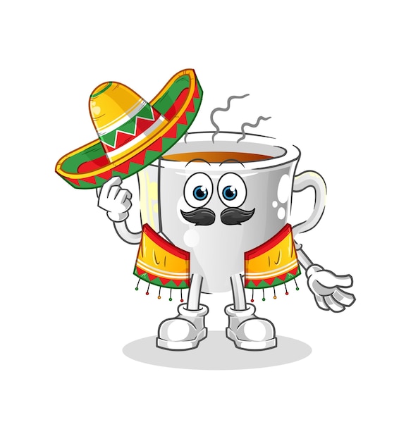 Tea cup mexican culture and flag cartoon mascot vector