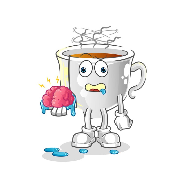 वेक्टर tea cup no brain vector. cartoon character