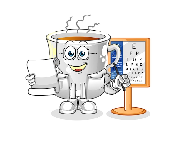 Tea cup oculist cartoon. cartoon mascot vector