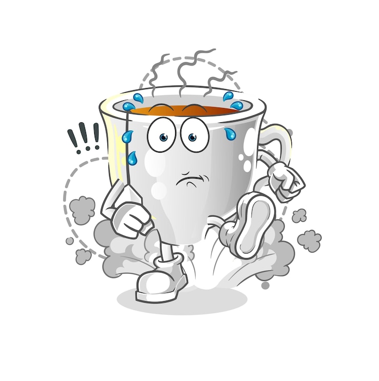 वेक्टर tea cup running illustration. character vector
