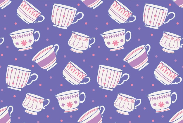 Vector tea cup seamless pattern