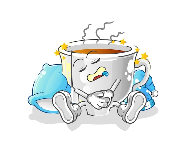 Tea cup sleeping character. cartoon mascot vector