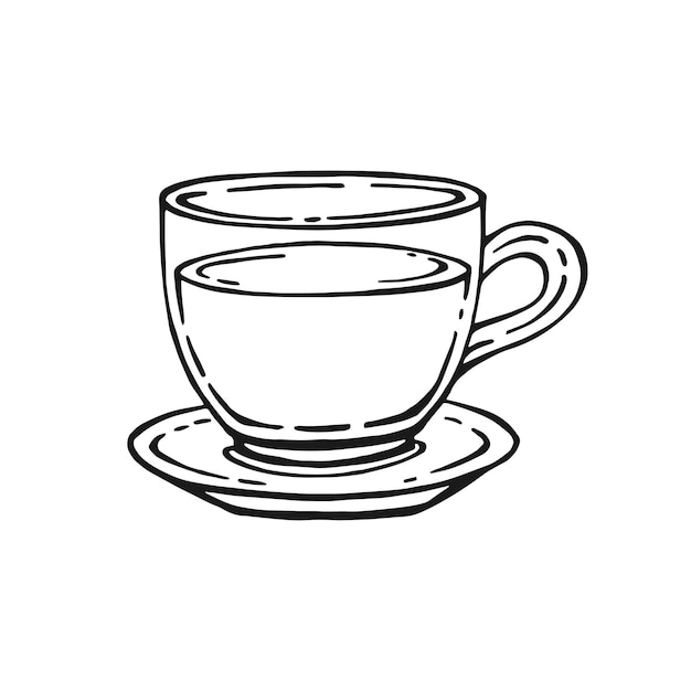 Tazza da tè su sfondo bianco illustrazione vettoriale disegnata a mano