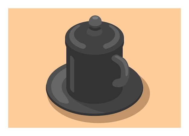 Tea cup with cap and lid Simple flat illustration